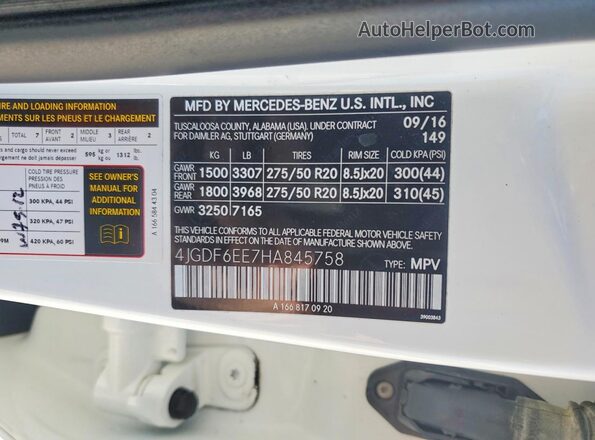 4JGDF6EE7HA845758 2017 MERCEDES-BENZ GLS White Widok wnętrza 360 stopni