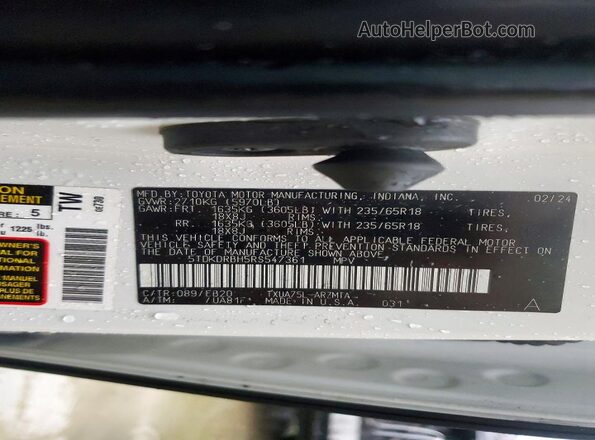 5TDKDRBH5RS547361 2024 TOYOTA HIGHLANDER White 