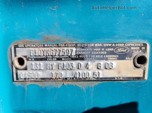 F10YKG77597 1970 FORD F100 Двухцветный 