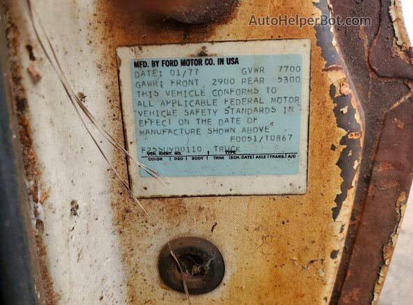 F25SUY00110 1977 FORD F250 Белый 