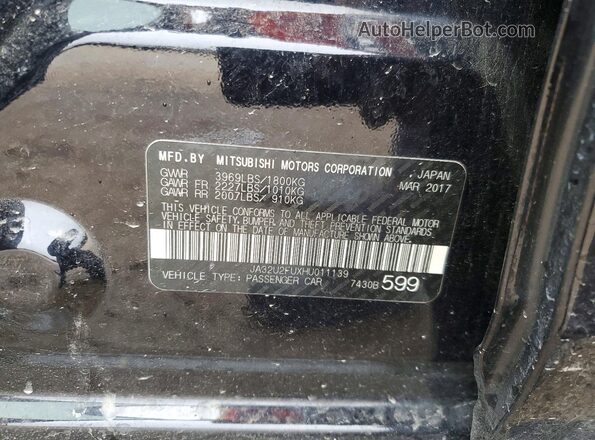 JA32U2FUXHU011139 2017 MITSUBISHI LANCER Black 