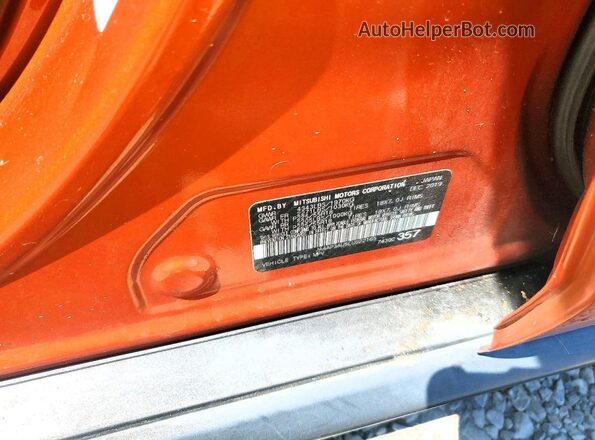 JA4AP3AU5LU022165 2020 MITSUBISHI OUTLANDER Orange 