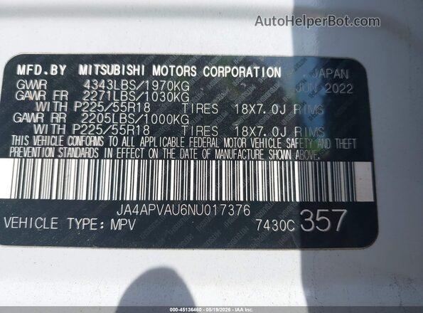 JA4APVAU6NU017376 2022 MITSUBISHI OUTLANDER SPORT Red Widok komory silnika