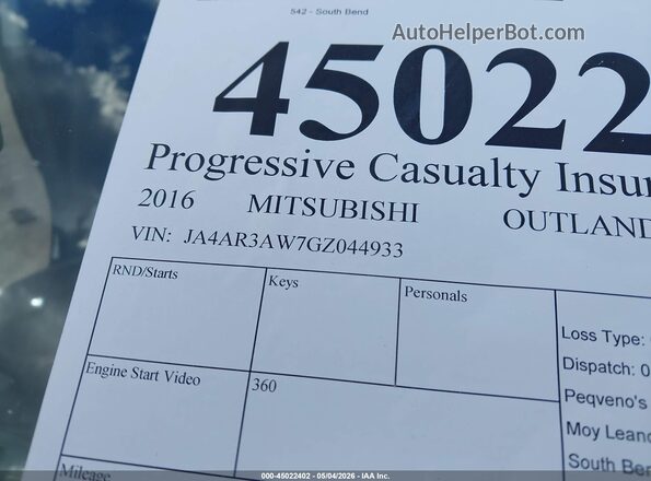 JA4AR3AW7GZ044933 2016 MITSUBISHI OUTLANDER SPORT Black 