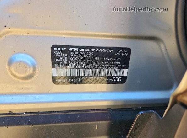 JA4AT4AA2KZ028160 2019 MITSUBISHI ECLIPSE Gray Widok naklejki z numerem VIN