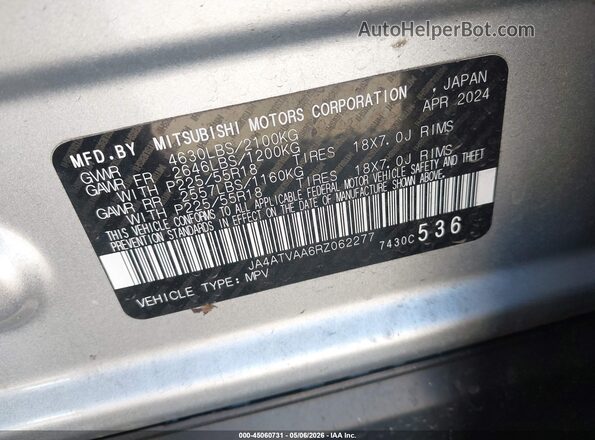 JA4ATVAA6RZ062277 2024 MITSUBISHI ECLIPSE CROSS Silver Vista del compartimento del motor