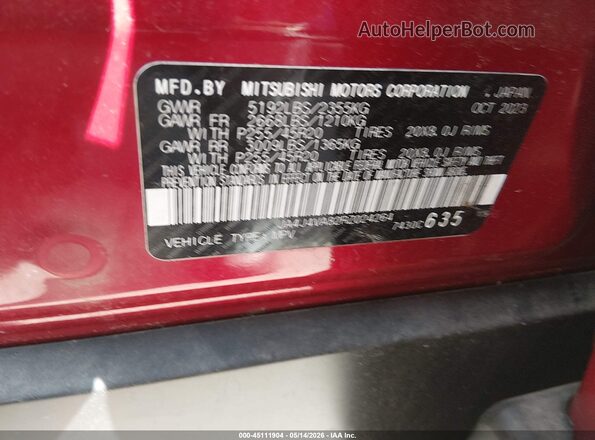 JA4J4VA82RZ024264 2024 MITSUBISHI OUTLANDER Красный Вид подкапотного пространства