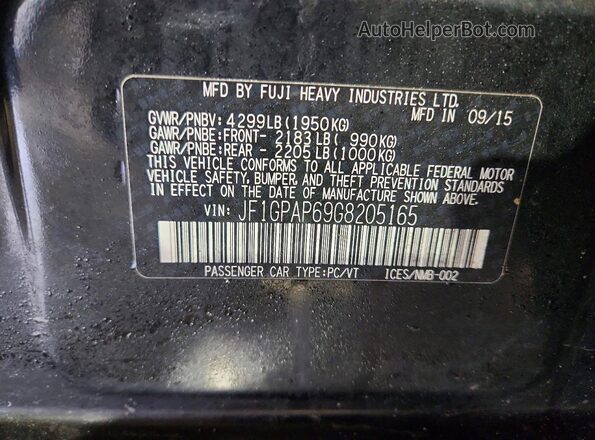 JF1GPAP69G8205165 2016 SUBARU IMPREZA Black 
