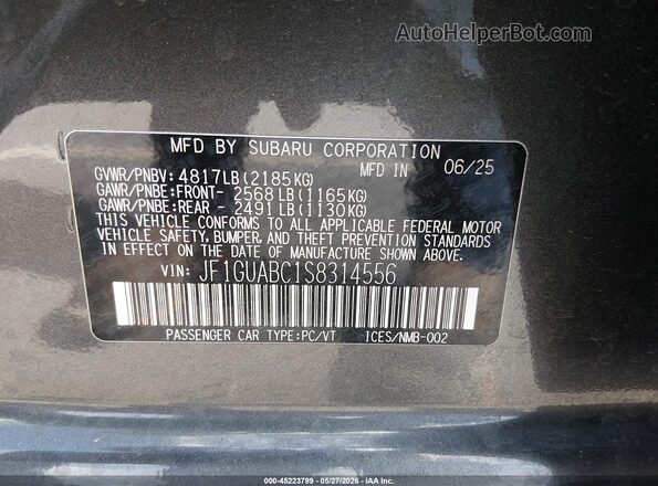 JF1GUABC1S8314556 2025 SUBARU IMPREZA Black Շարժիչի բաժամունքի տեսք