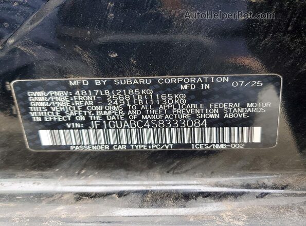 JF1GUABC4S8333084 2025 SUBARU IMPREZA Black Вид підкапотного простору
