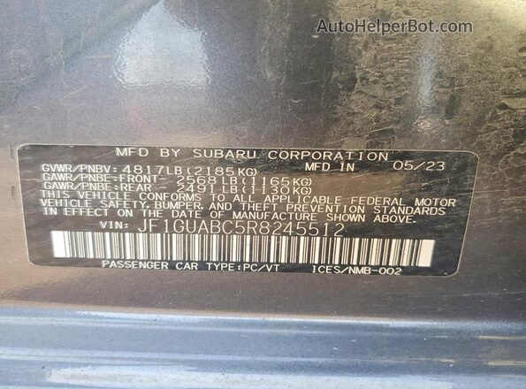 JF1GUABC5R8245512 2024 SUBARU IMPREZA Charcoal Engine compartment view