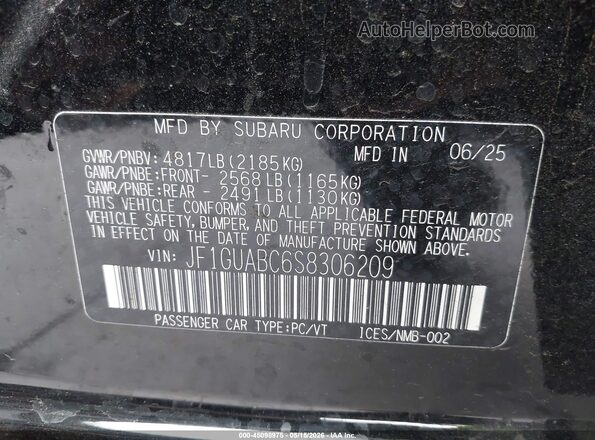 JF1GUABC6S8306209 2025 SUBARU IMPREZA Black 