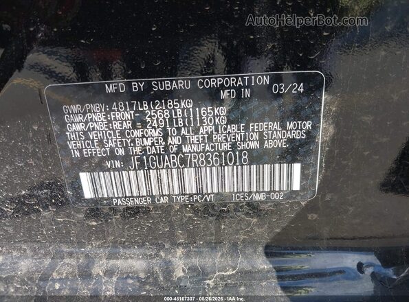 JF1GUABC7R8361018 2024 SUBARU IMPREZA Черный Вид подкапотного пространства