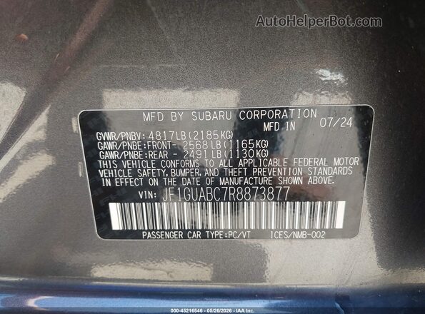 JF1GUABC7R8873877 2024 SUBARU IMPREZA Gray 