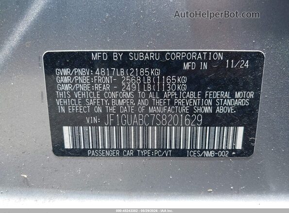 JF1GUABC7S8201629 2025 SUBARU IMPREZA Light Blue Вид подкапотного пространства
