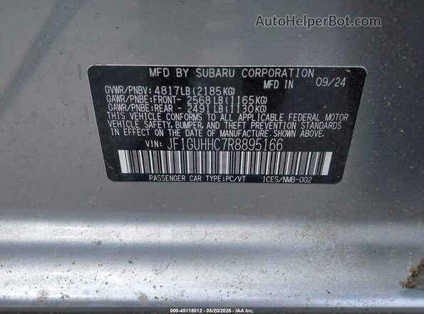JF1GUHHC7R8895166 2024 SUBARU IMPREZA Серебряный Вид подкапотного пространства