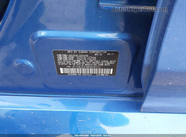 JF1VA2E63M9808152 2021 SUBARU WRX STI Blue Engine compartment view