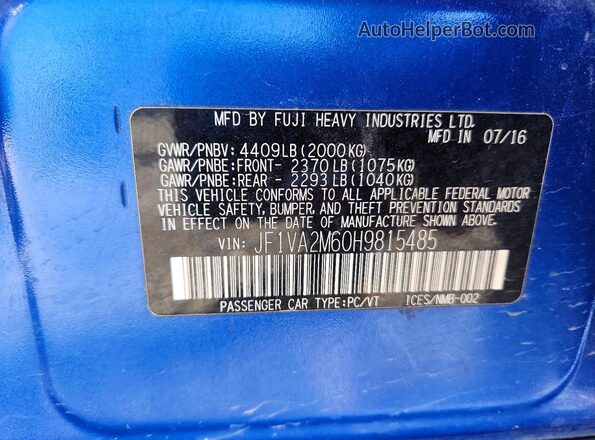 JF1VA2M60H9815485 2017 SUBARU WRX Blue 