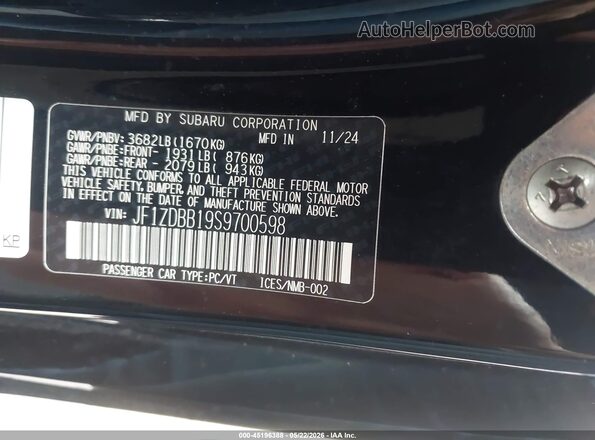 JF1ZDBB19S9700598 2025 SUBARU BRZ Black Widok komory silnika