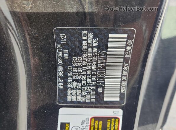 JF1ZDBE11P9707726 2023 SUBARU BRZ Black Widok naklejki z numerem VIN