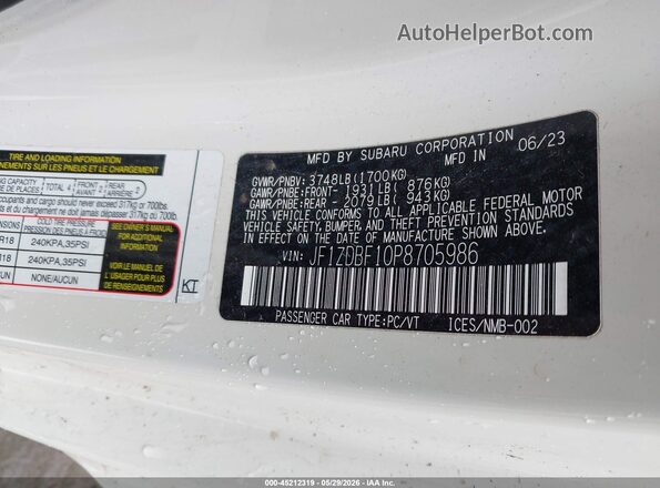 JF1ZDBF10P8705986 2023 SUBARU BRZ White Widok komory silnika