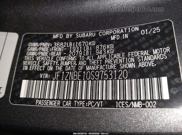 JF1ZNBE10S9753120 2025 TOYOTA GR86 Gray Widok komory silnika
