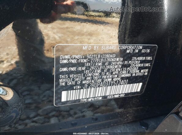 JF2BUPAD3TY512401 2026 SUBARU OUTBACK Черный Вид подкапотного пространства