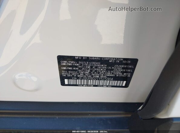 JF2BUPBD2TY515904 2026 SUBARU OUTBACK White Vista del compartimento del motor