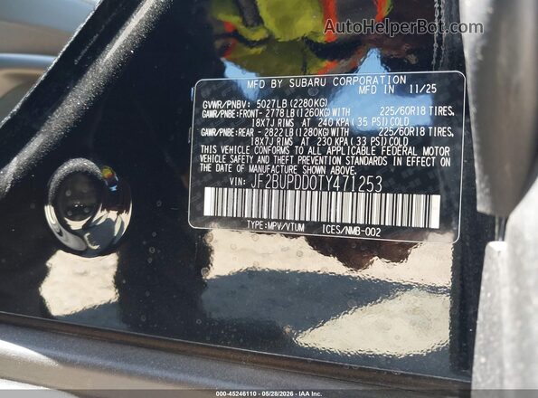 JF2BUPDD0TY471253 2026 SUBARU OUTBACK Black 