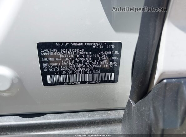JF2BUPDD1TY470404 2026 SUBARU OUTBACK White 