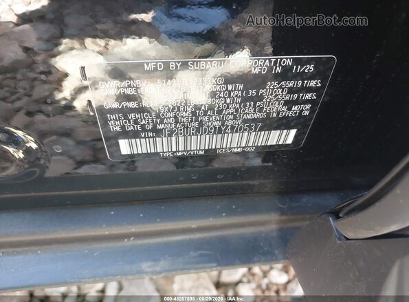 JF2BURJD9TY470537 2026 SUBARU OUTBACK Black 