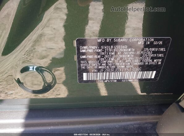 JF2BURJDXTY513086 2026 SUBARU OUTBACK Green 