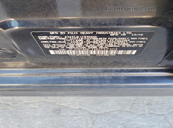 JF2GPANC1HH232303 2017 SUBARU CROSSTREK Gray VIN կոդի պիտակի տեսք