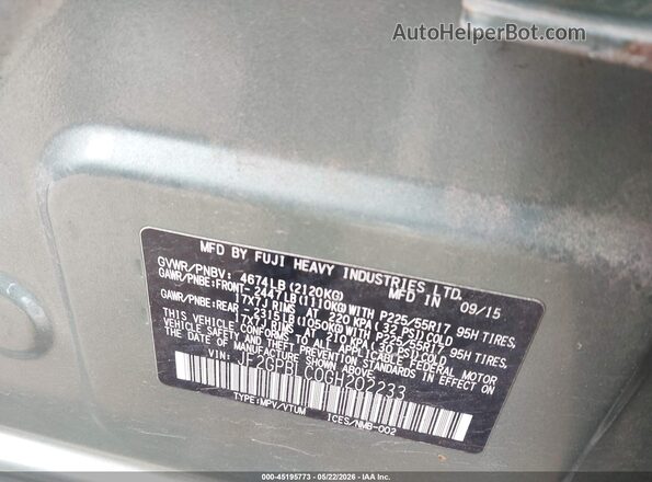 JF2GPBLC0GH202233 2016 SUBARU CROSSTREK HYBRID Green Շարժիչի բաժամունքի տեսք