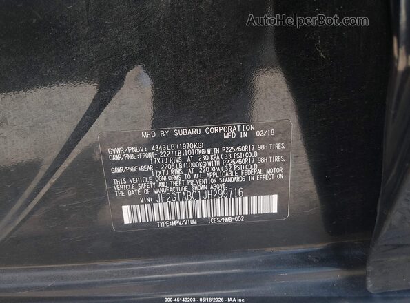 JF2GTABC1JH299716 2018 SUBARU CROSSTREK Черный Вид подкапотного пространства