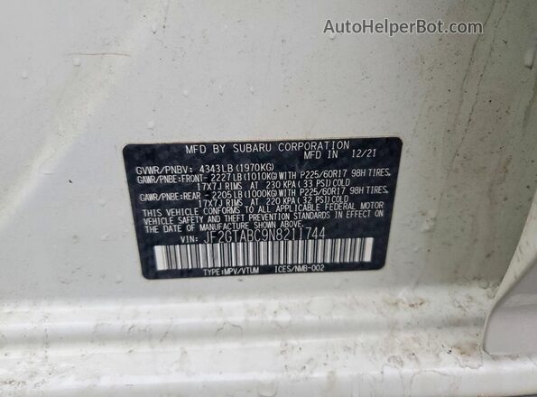 JF2GTABC9N8211744 2022 SUBARU CROSSTREK White Շարժիչի բաժամունքի տեսք