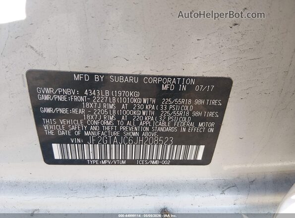 JF2GTAJC6JH208523 2018 SUBARU CROSSTREK Белый Вид подкапотного пространства