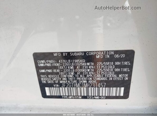 JF2GTHMC1MH231457 2021 SUBARU CROSSTREK Белый Вид подкапотного пространства