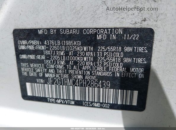 JF2GTHMC4PH286439 2023 SUBARU CROSSTREK White Вид підкапотного простору
