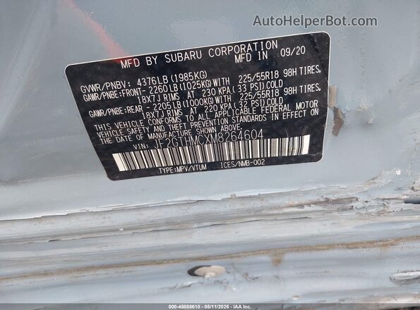JF2GTHMCXM8264604 2021 SUBARU CROSSTREK Синий Вид подкапотного пространства