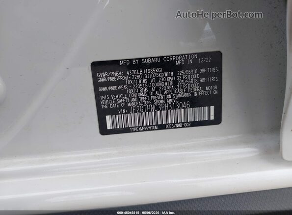 JF2GTHNC3PH313046 2023 SUBARU CROSSTREK White 