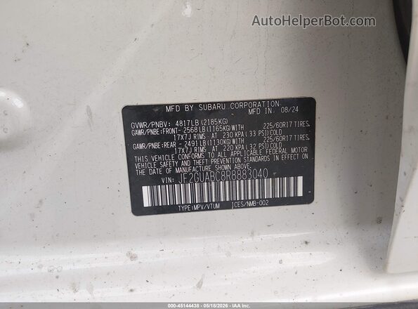 JF2GUABC8R8883040 2024 SUBARU CROSSTREK White Widok komory silnika