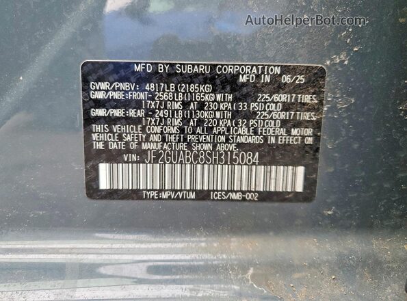 JF2GUABC8SH315084 2025 SUBARU CROSSTREK Blue ძრავის განყოფილების ხედი