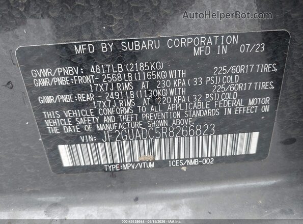 JF2GUADC5R8266823 2024 SUBARU CROSSTREK Gray 