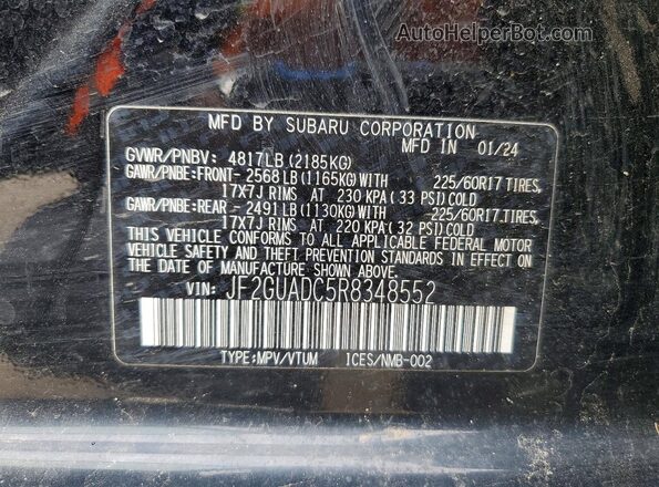 JF2GUADC5R8348552 2024 SUBARU CROSSTREK Black 