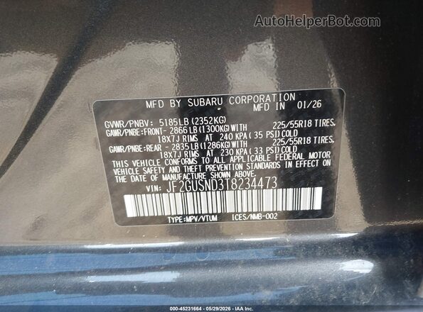 JF2GUSND3T8234473 2026 SUBARU CROSSTREK Silver Engine compartment view