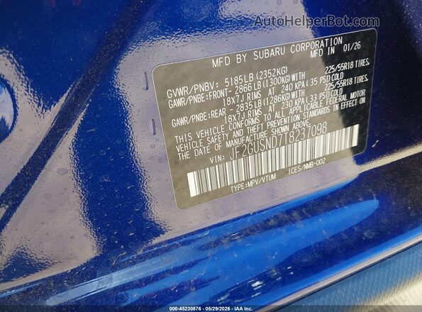 JF2GUSND7T8237098 2026 SUBARU CROSSTREK Blue 