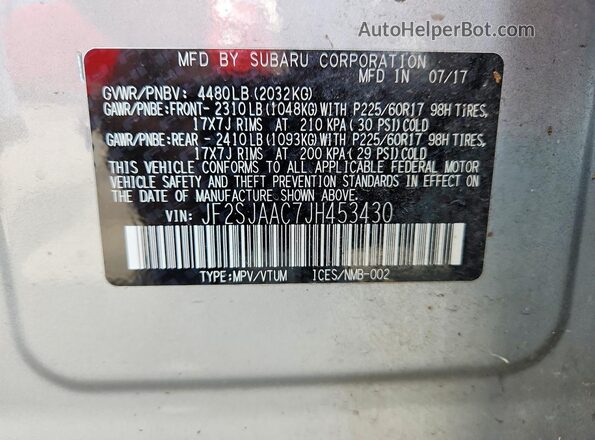 JF2SJAAC7JH453430 2018 SUBARU FORESTER Silver Widok komory silnika
