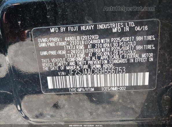 JF2SJAAC8GH556753 2016 SUBARU FORESTER 2.5 Black 