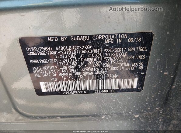 JF2SJABC1JH601750 2018 SUBARU FORESTER Green Engine compartment view